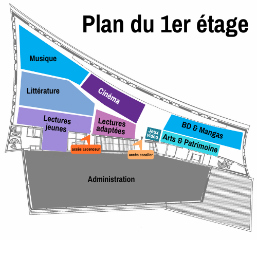 Plan du Premier étage de la médiathèque 4C